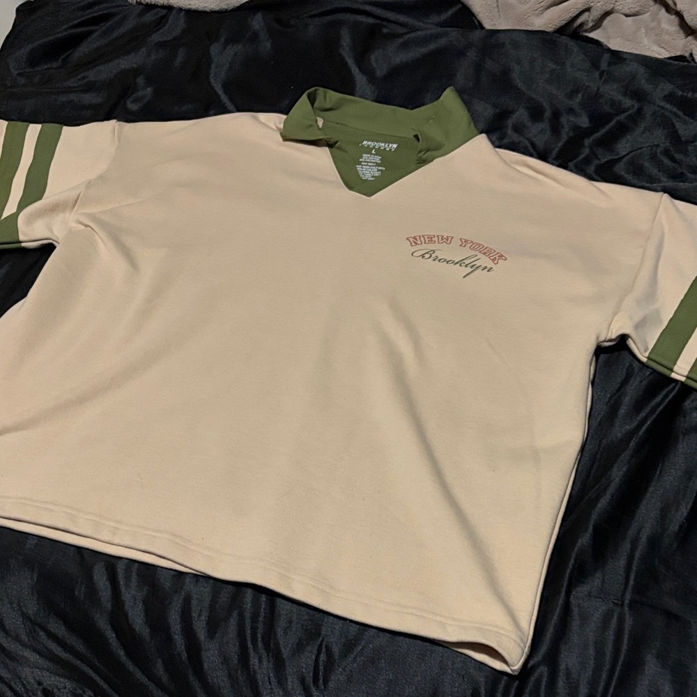New York Brooklyn Men's Polo Shirt - Cream with Green Accents
